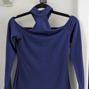 Express blue cold shoulder dressy top